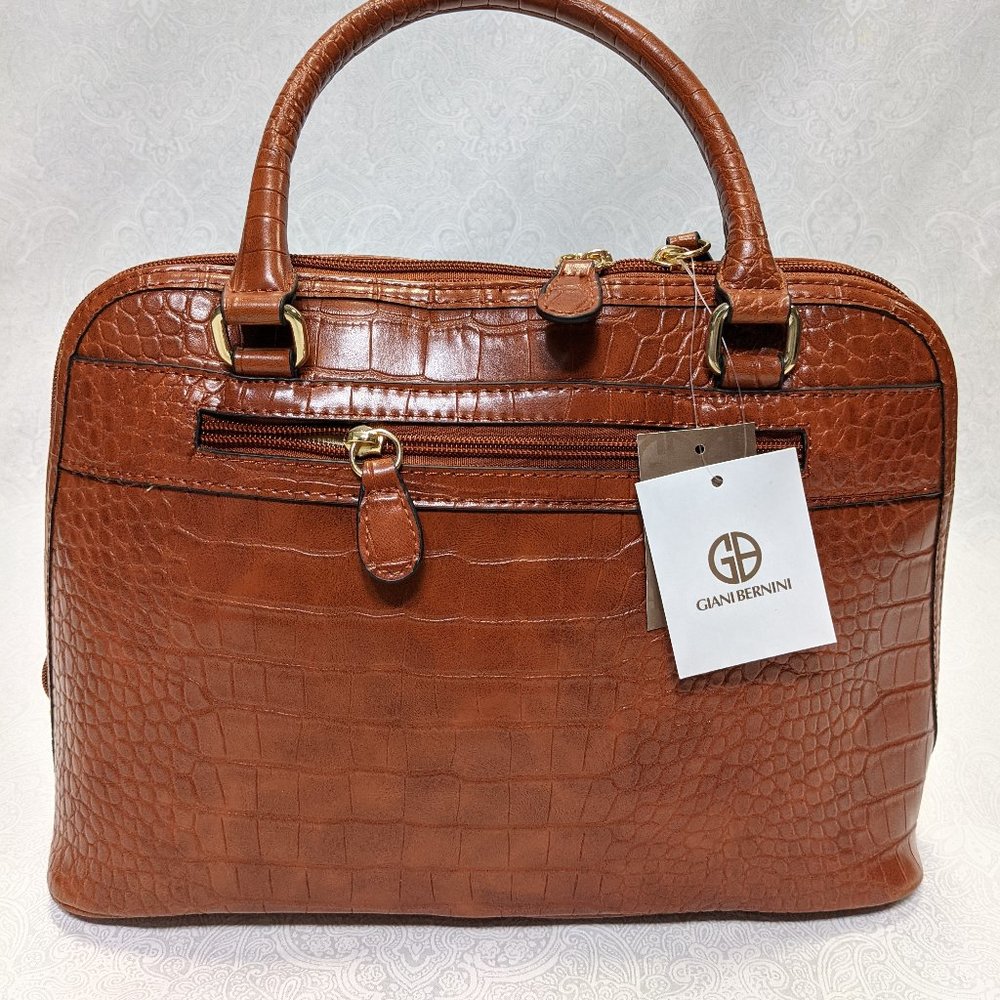 GIANI BERNINI croc embossed faux-leather women's dome satchel crossbody- Tobacco - Picture 4 of 9